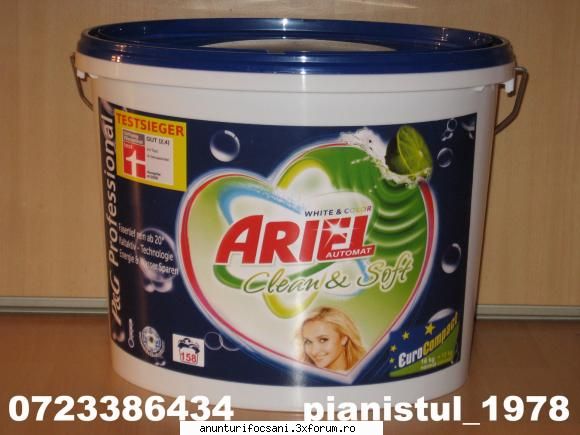 ariel kg clean&soft = 158 spalari in kg concentrat = 160 spalari in contine anticalcar si parfum

se